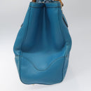 GUCCI Bamboo Hand Bag Leather Blue Gold 282317 Auth 112381-4