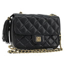 GIVENCHY Chain Shoulder Bag Leather Black Gold Auth 112382-1