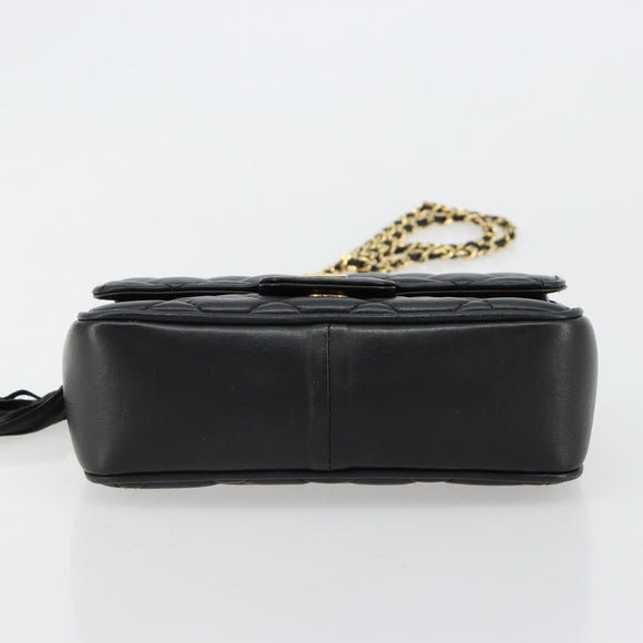 GIVENCHY Chain Shoulder Bag Leather Black Gold Auth 112382