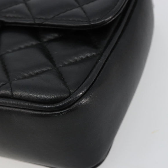 GIVENCHY Chain Shoulder Bag Leather Black Gold Auth 112382
