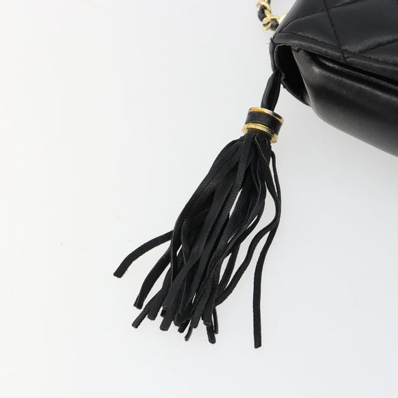 GIVENCHY Chain Shoulder Bag Leather Black Gold Auth 112382