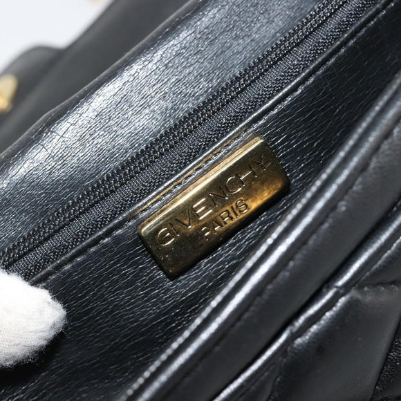 GIVENCHY Chain Shoulder Bag Leather Black Gold Auth 112382