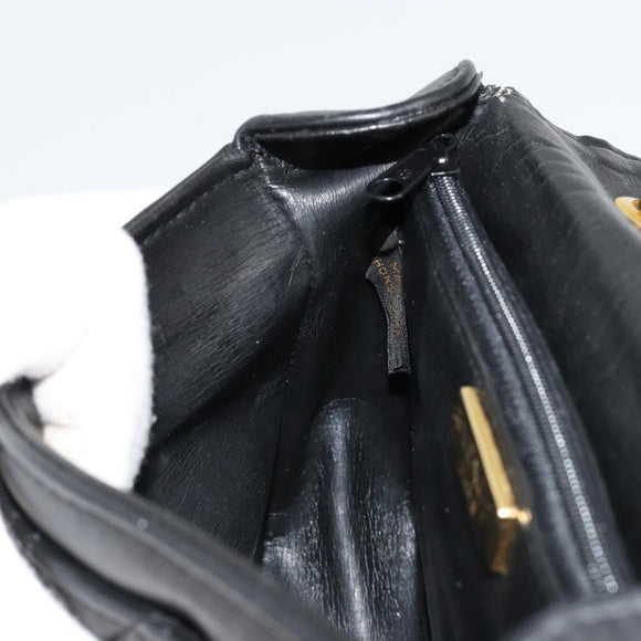 GIVENCHY Chain Shoulder Bag Leather Black Gold Auth 112382