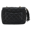 GIVENCHY Chain Shoulder Bag Leather Black Gold Auth 112382-2