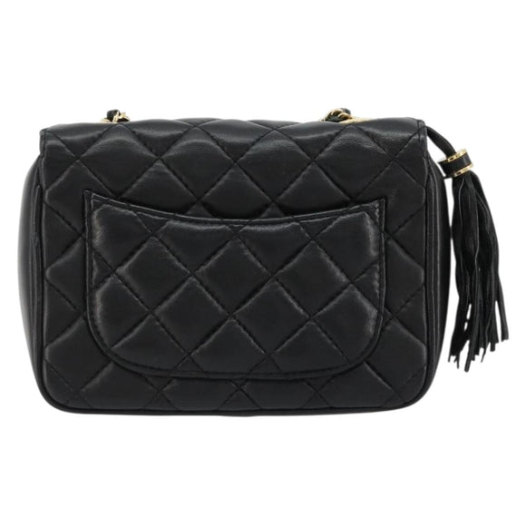 GIVENCHY Chain Shoulder Bag Leather Black Gold Auth 112382