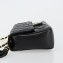 GIVENCHY Chain Shoulder Bag Leather Black Gold Auth 112382-4