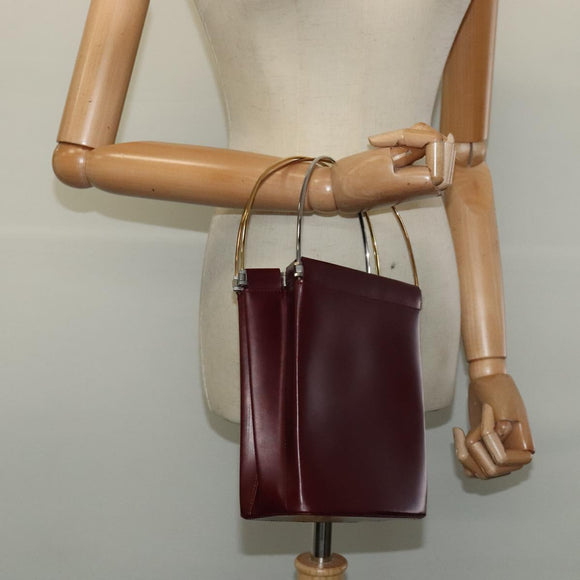 CARTIER Trinity Hand Bag Leather Red Auth 112444