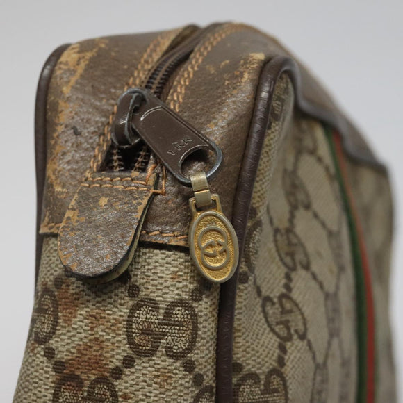 GUCCI GG Supreme Web Sherry Line Clutch Bag PVC Beige 89 01 012 Auth 112453