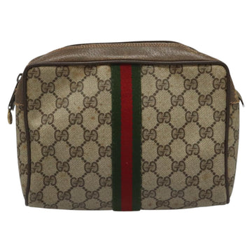 GUCCI GG Supreme Web Sherry Line Clutch Bag PVC Beige 89 01 012 Auth 112453 - 0