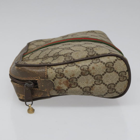 GUCCI GG Supreme Web Sherry Line Clutch Bag PVC Beige 89 01 012 Auth 112453