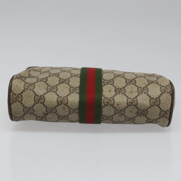 GUCCI GG Supreme Web Sherry Line Clutch Bag PVC Beige 89 01 012 Auth 112453