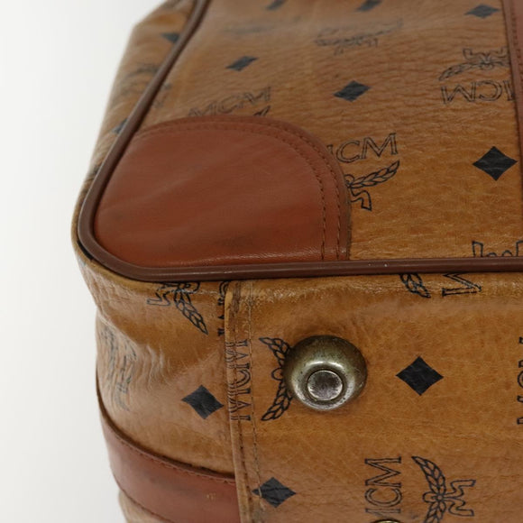 MCM Vicetos Logogram Backpack PVC Leather Brown Gold gold Auth 112468