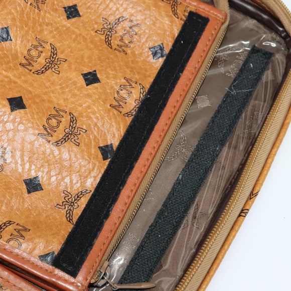 MCM Vicetos Logogram Backpack PVC Leather Brown Gold gold Auth 112468