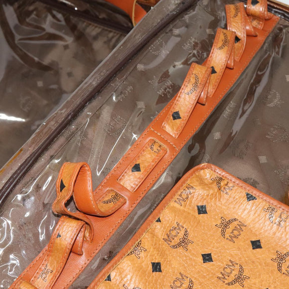 MCM Vicetos Logogram Backpack PVC Leather Brown Gold gold Auth 112468