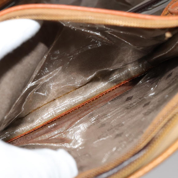 MCM Vicetos Logogram Backpack PVC Leather Brown Gold gold Auth 112468