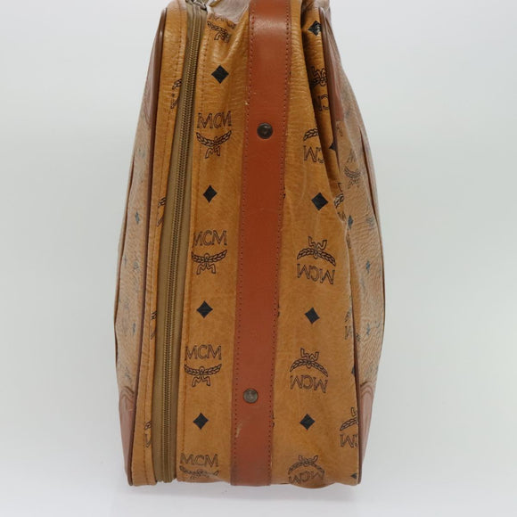 MCM Vicetos Logogram Backpack PVC Leather Brown Gold gold Auth 112468