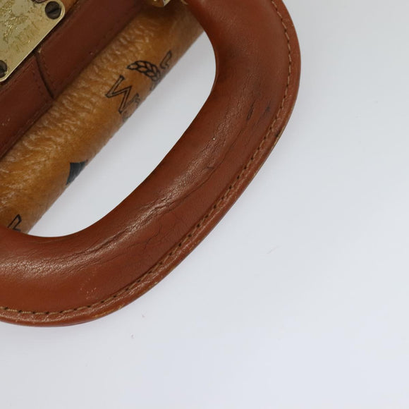 MCM Vicetos Logogram Backpack PVC Leather Brown Gold gold Auth 112468