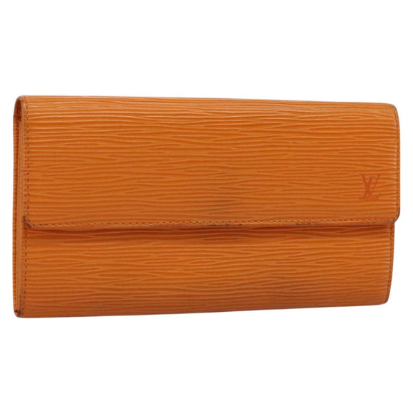 LOUIS VUITTON Epi Porte MonnaieCredit Wallet Orange Mandarin M6359H Auth 112485