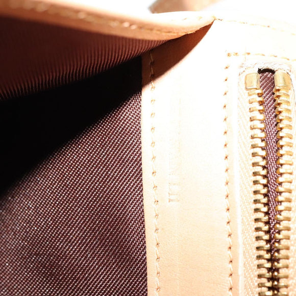 CELINE C Macadam Canvas Shoulder Wallet Suede White Auth 112493