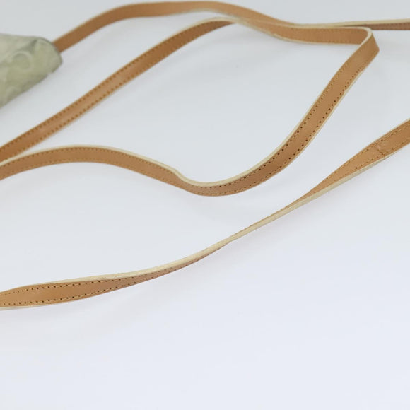 CELINE C Macadam Canvas Shoulder Wallet Suede White Auth 112493