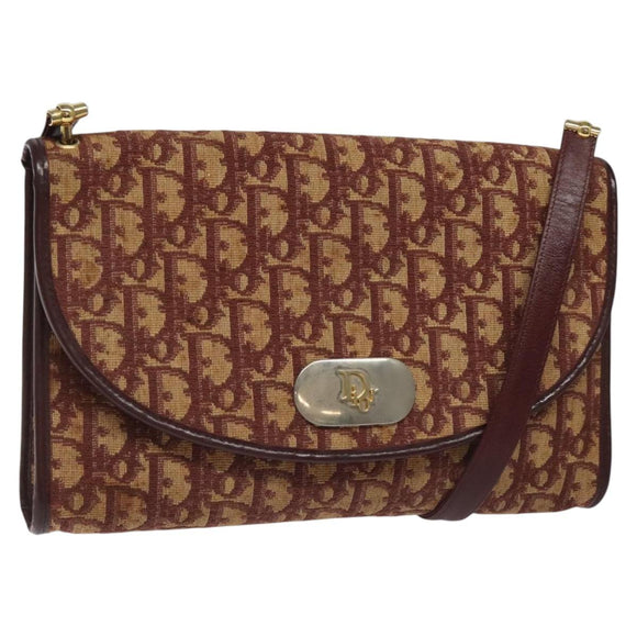 Christian Dior Trotter Canvas Shoulder Bag Red Auth 112495