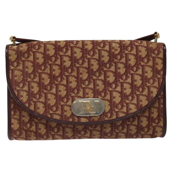 Christian Dior Trotter Canvas Shoulder Bag Red Auth 112495