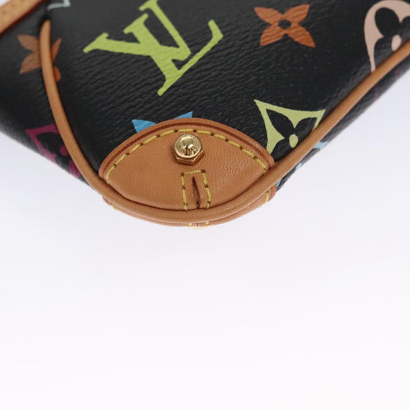 LOUIS VUITTON Multicolor Pochette Mira PM Pouch Black M60099 LV Auth 112528AV