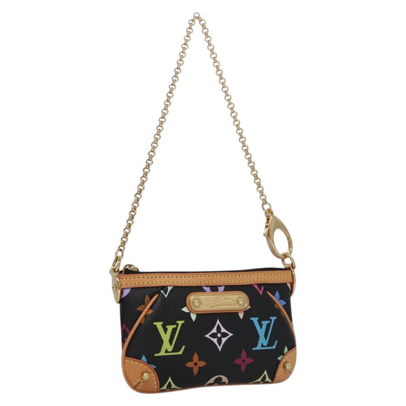 LOUIS VUITTON Multicolor Pochette Mira PM Pouch Black M60099 LV Auth 112528SAV