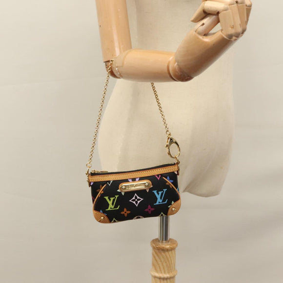 LOUIS VUITTON Multicolor Pochette Mira PM Pouch Black M60099 LV Auth 112528SAV