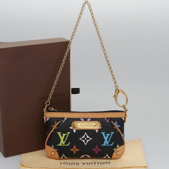 LOUIS VUITTON Multicolor Pochette Mira PM Pouch Black M60099 LV Auth 112528AV