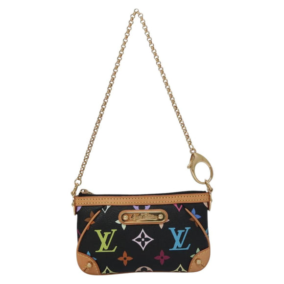 LOUIS VUITTON Multicolor Pochette Mira PM Pouch Black M60099 LV Auth 112528SAV