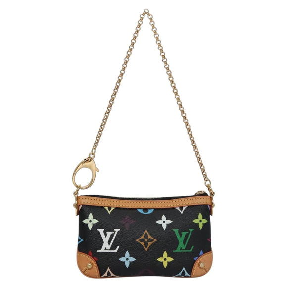 LOUIS VUITTON Multicolor Pochette Mira PM Pouch Black M60099 LV Auth 112528SAV