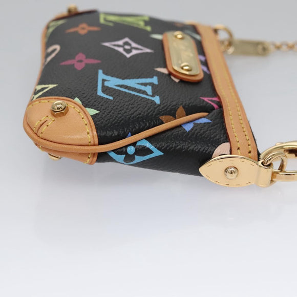 LOUIS VUITTON Multicolor Pochette Mira PM Pouch Black M60099 LV Auth 112528AV