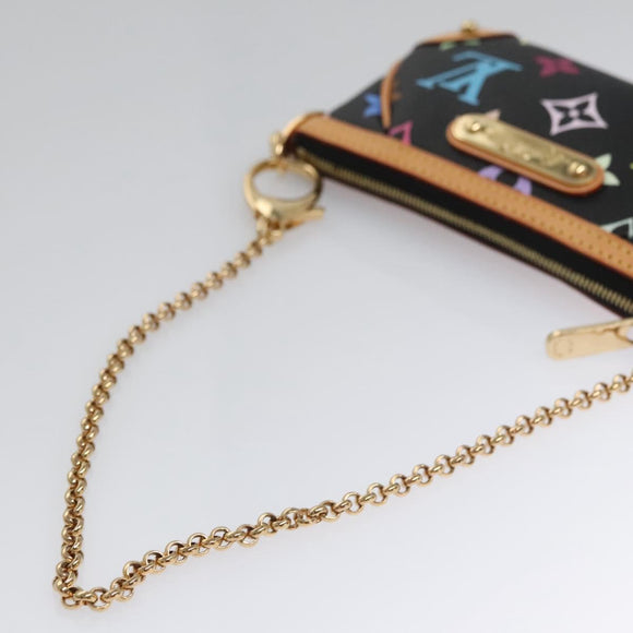 LOUIS VUITTON Multicolor Pochette Mira PM Pouch Black M60099 LV Auth 112528AV