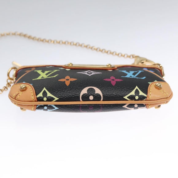 LOUIS VUITTON Multicolor Pochette Mira PM Pouch Black M60099 LV Auth 112528SAV