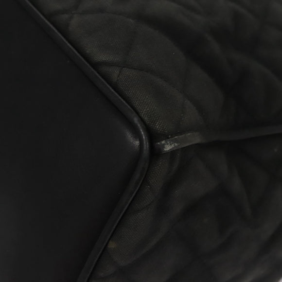 CHANEL Chain Shoulder Bag Canvas Black Gold CC Auth 112546