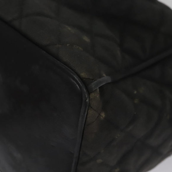 CHANEL Chain Shoulder Bag Canvas Black Gold CC Auth 112546