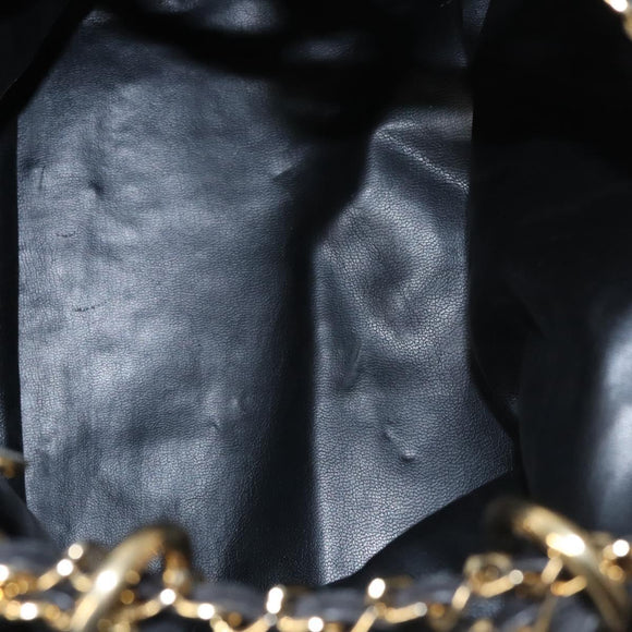 CHANEL Chain Shoulder Bag Canvas Black Gold CC Auth 112546