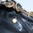 CHANEL Chain Shoulder Bag Canvas Black Gold CC Auth 112546-17
