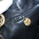 CHANEL Chain Shoulder Bag Canvas Black Gold CC Auth 112546-19