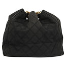 CHANEL Chain Shoulder Bag Canvas Black Gold CC Auth 112546-2