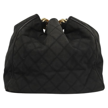 CHANEL Chain Shoulder Bag Canvas Black Gold CC Auth 112546 - 0