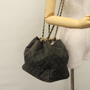 CHANEL Chain Shoulder Bag Canvas Black Gold CC Auth 112546-21