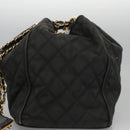 CHANEL Chain Shoulder Bag Canvas Black Gold CC Auth 112546-4