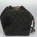 CHANEL Chain Shoulder Bag Canvas Black Gold CC Auth 112546-5
