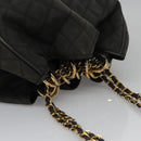 CHANEL Chain Shoulder Bag Canvas Black Gold CC Auth 112546-6