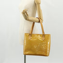 LOUIS VUITTON Monogram Vernis Houston Hand Bag Beige M91004 LV Auth 112561-29