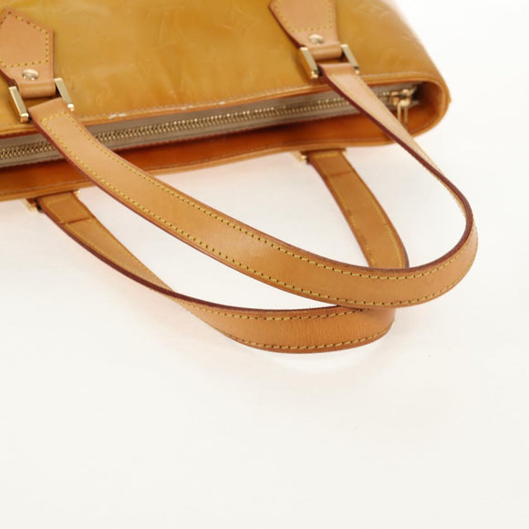 LOUIS VUITTON Monogram Vernis Houston Hand Bag Beige M91004 LV Auth 112561