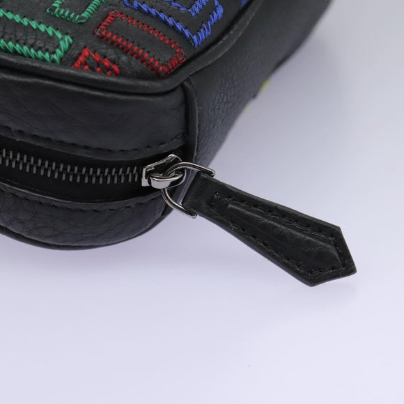 FENDI Zucca Canvas Shoulder Bag Multicolor Black Auth 112594A