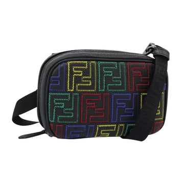 FENDI Zucca Canvas Shoulder Bag Multicolor Black Auth 112594A